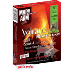 10 munitions Mary-Arm Volcano Brenneke sous calibrée - 12/70 - 20g