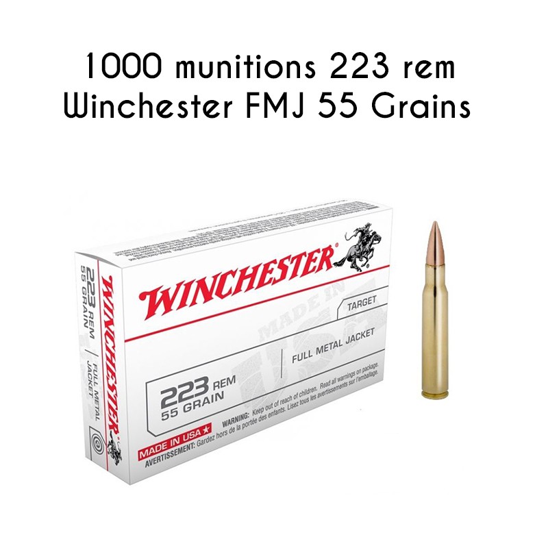 1000 munitions 223 rem ( 5.56x45) winchester FMJ 55 grains