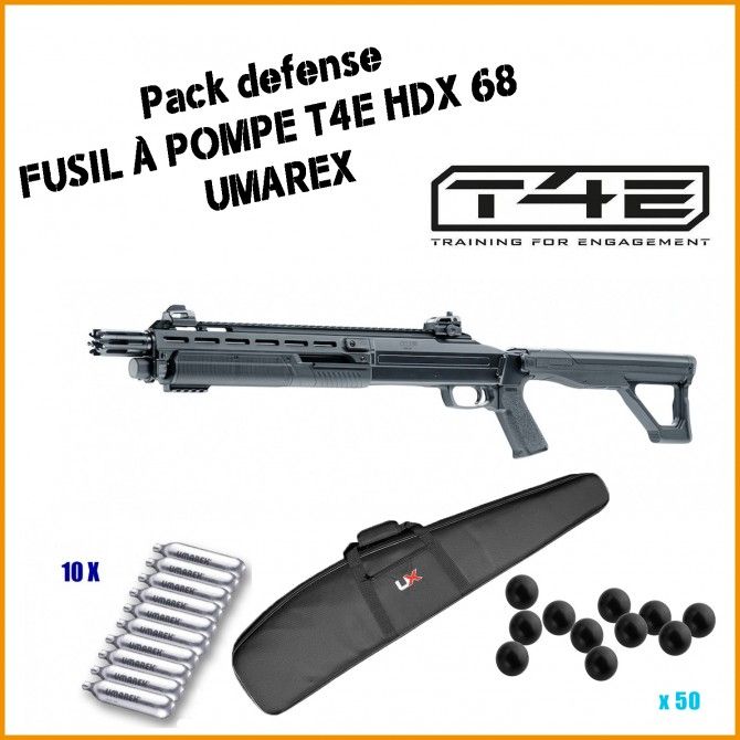 Pack DEFENSE 40 JOULES Fusil à pompe T4E HDX 68 d'Umarex