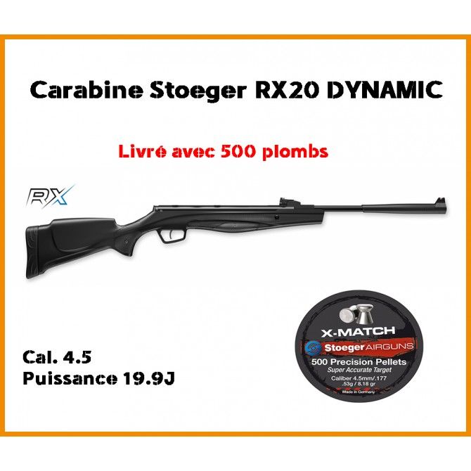PACK CARABINE STOEGER AIRGUNS RX20 DYNAMIC BOIS 20 JOULES - CARABINES AIR  COMPRIME