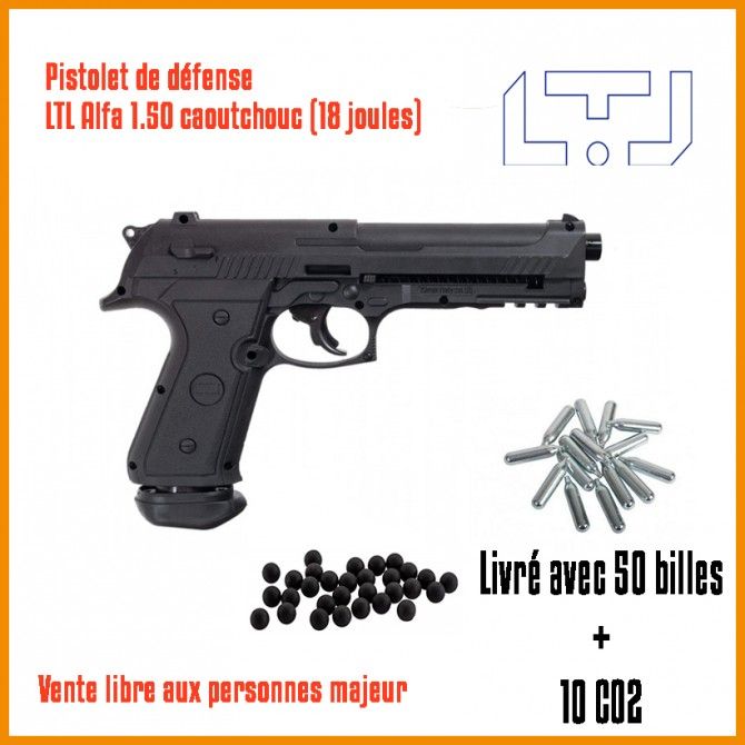 Pistolet de défense Co2 LTL Bravo 1.50 cal 50